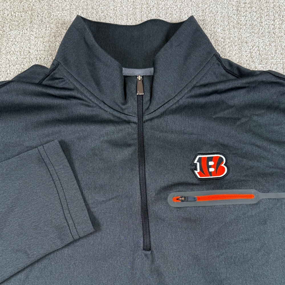 Nike Dri-Fit Mens Large Cincinnati Bengals Gray On Field 1/4 Zip Pullover NFL